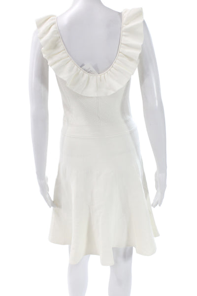 Ted Baker London Women Fit & Flare White Scoop Neck Knee-Length Dress Size 2