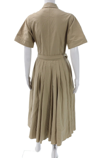 Michael Kors Womens Beige Shirt Dress Collared Short Sleeve Mid Calf Size 4