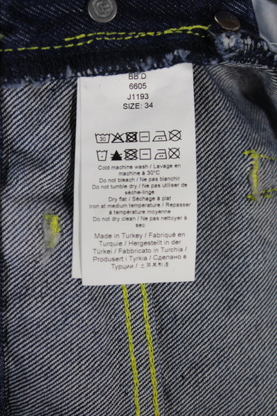 Ganni Women Denim Overall Sleeveless Square Neck Button Blue Size 34