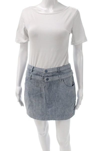 Nonchalant Label Womens Mini Skirt Blue Cotton Button Size M