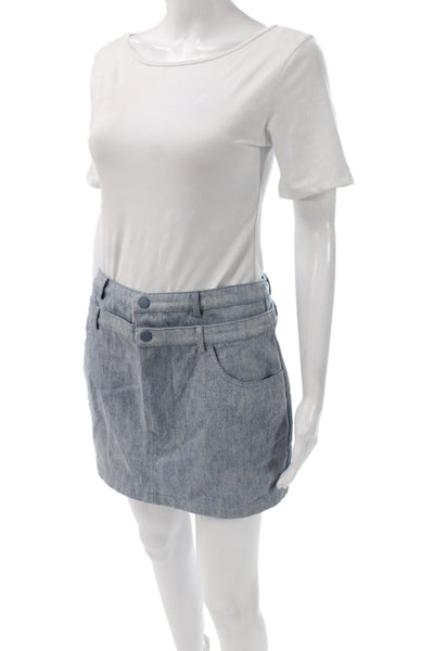 Nonchalant Label Womens Mini Skirt Blue Cotton Button Size M