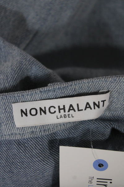 Nonchalant Label Womens Mini Skirt Blue Cotton Button Size M