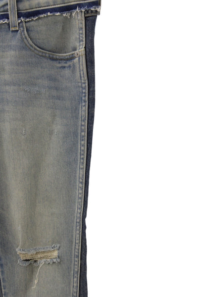 Amo Women Ankle Jeans Blue Mid Rise Button Cotton Blend Size 25