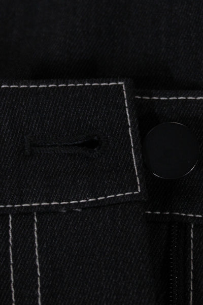 TWP Womens Wide-Leg Black Jeans Button Cotton Blend Size 2