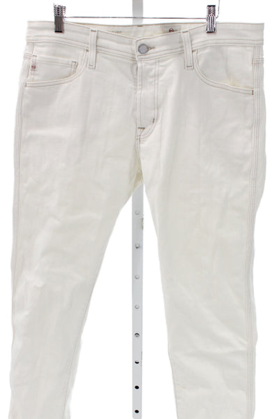 AG Womens White Cropped Jeans Cotton Blend Inseam 27in Size 34