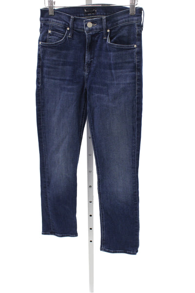 Mother Women Cropped Jeans Blue Cotton Mid Rise Button Size 25