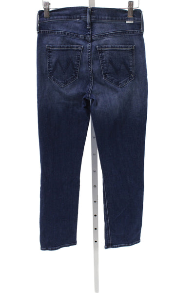 Mother Women Cropped Jeans Blue Cotton Mid Rise Button Size 25