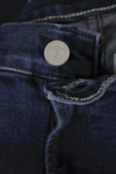 Mother Women Cropped Jeans Blue Cotton Mid Rise Button Size 25