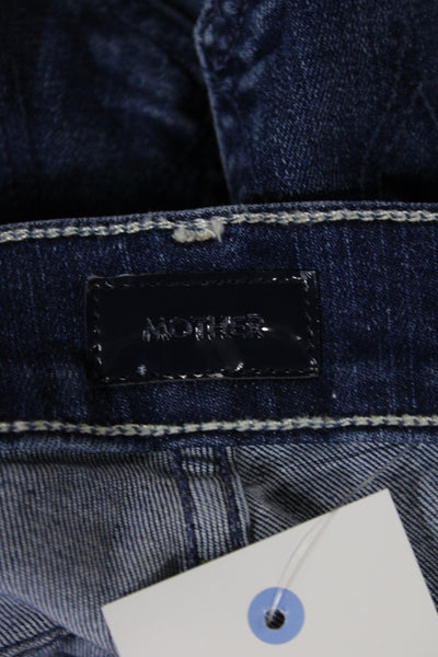 Mother Women Cropped Jeans Blue Cotton Mid Rise Button Size 25