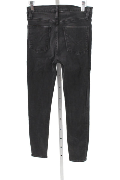 Hudson Womens Skinny Jeans Black Cotton Mid Rise Size 25