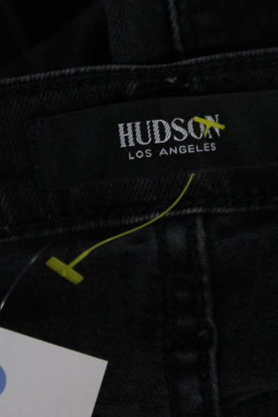 Hudson Womens Skinny Jeans Black Cotton Mid Rise Size 25