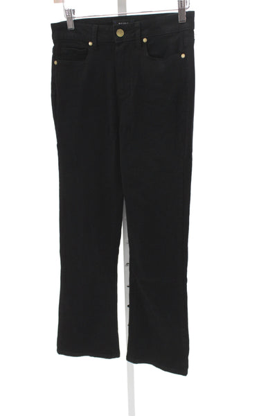 Paige Womens Black High Waist Straight Jeans Cotton Blend Button Size 26