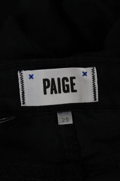 Paige Womens Mid-Rise Black Skinny Jeans Cotton Blend Button 28in Size 25
