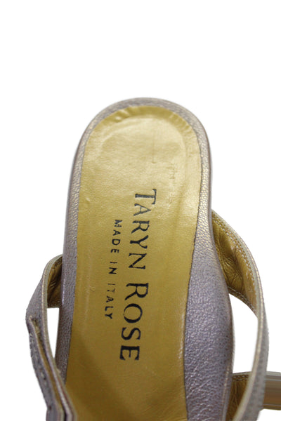 Taryn Rose Women's Leather Open Toe Double Straps Sandals Gray Size 39