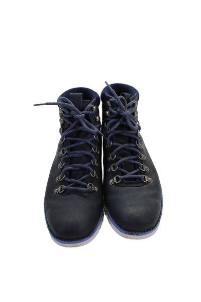 Zero Grand Cole Haan Men's Leather Lace-Up High Top Boots Navy Blue Size 8.5