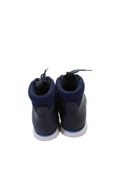 Zero Grand Cole Haan Men's Leather Lace-Up High Top Boots Navy Blue Size 8.5