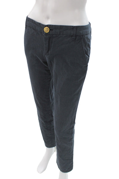 Marc By Marc Jacobs Women Chino Pants Blue Striped 100% Cotton Size 4