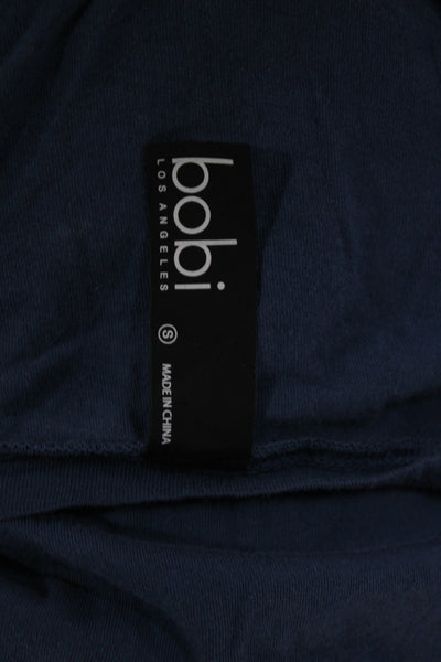 Bobi Womens Jersey V-Neck Short Sleeve T-Shirt Blue Size S