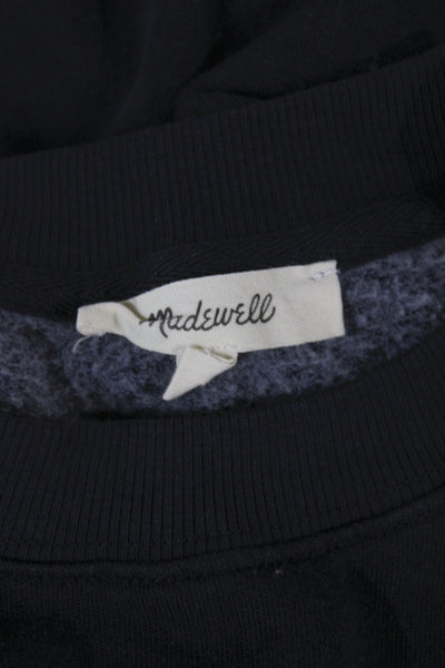 Madewell Women Pullover Sweatshirt Black Crewneck 3/4 Sleeve Size XS