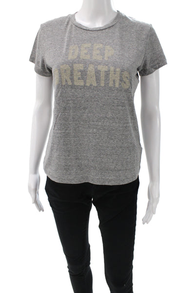 Mother Womens Basic Gray Short Sleeve Crew Neck T Shirt 50% Cotton Size S