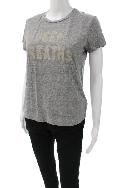 Mother Womens Basic Gray Short Sleeve Crew Neck T Shirt 50% Cotton Size S
