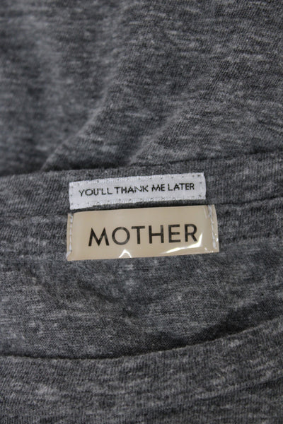 Mother Womens Basic Gray Short Sleeve Crew Neck T Shirt 50% Cotton Size S