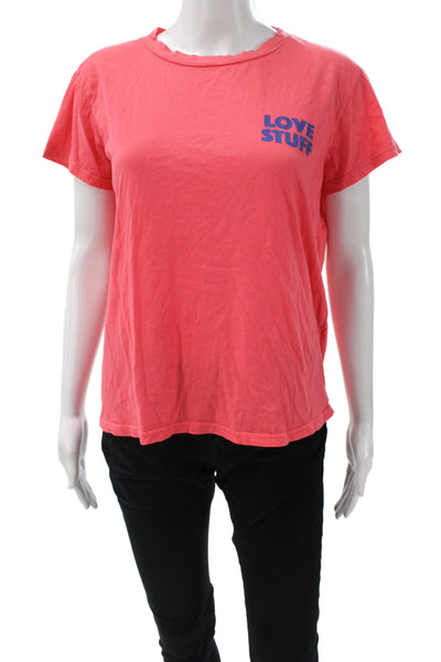 Mother Womens Jersey T-Shirt Pink Cotton Crew Neck Short Sleeve Love Size M