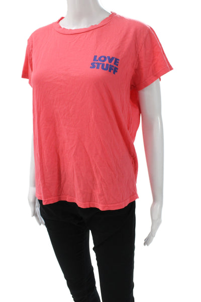 Mother Womens Jersey T-Shirt Pink Cotton Crew Neck Short Sleeve Love Size M