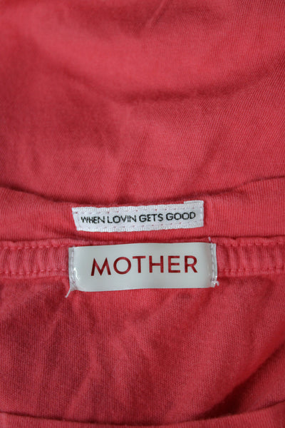 Mother Womens Jersey T-Shirt Pink Cotton Crew Neck Short Sleeve Love Size M
