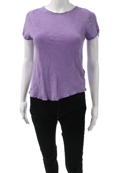 We The Free Women Basic Purple Cotton Crew Neck T Shirt Short Sleeve Size M