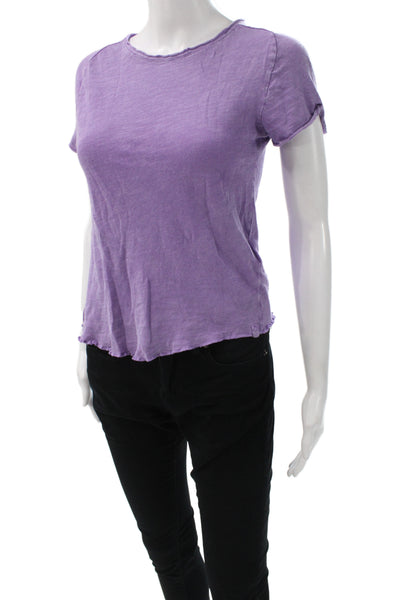 We The Free Women Basic Purple Cotton Crew Neck T Shirt Short Sleeve Size M