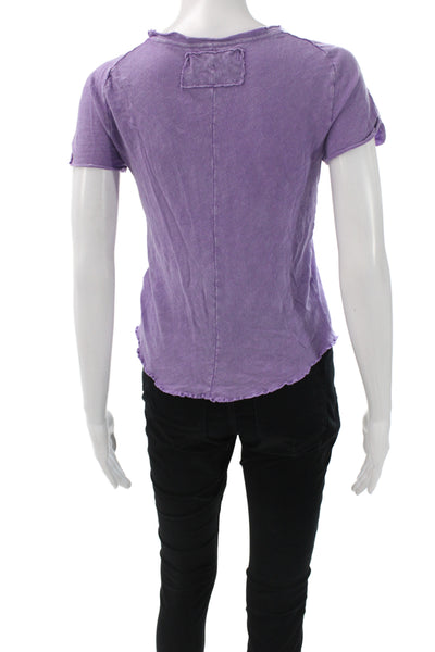 We The Free Women Basic Purple Cotton Crew Neck T Shirt Short Sleeve Size M