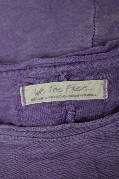 We The Free Women Basic Purple Cotton Crew Neck T Shirt Short Sleeve Size M