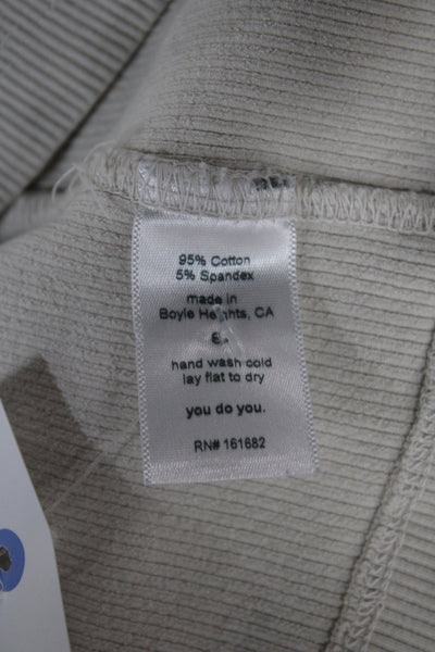 Perfect White Tee Women Basic Beige Scoop Neck Cotton Sleeveless Tank Size S