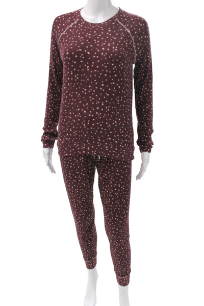 PJ Salvage Womens Printed Ribbed Pajama Pant Set Purple Size Extra Small/Medium