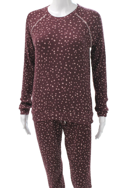 PJ Salvage Womens Printed Ribbed Pajama Pant Set Purple Size Extra Small/Medium