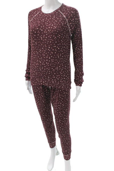 PJ Salvage Womens Printed Ribbed Pajama Pant Set Purple Size Extra Small/Medium