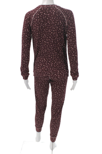 PJ Salvage Womens Printed Ribbed Pajama Pant Set Purple Size Extra Small/Medium