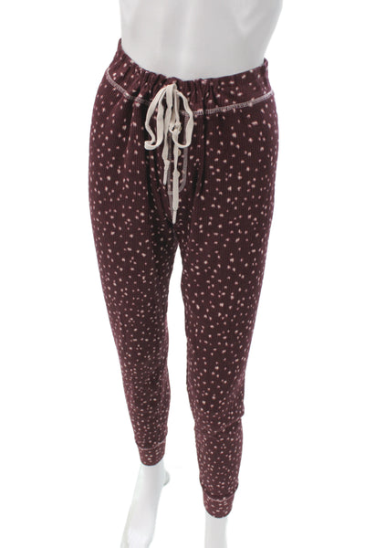 PJ Salvage Womens Printed Ribbed Pajama Pant Set Purple Size Extra Small/Medium
