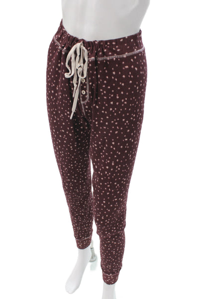 PJ Salvage Womens Printed Ribbed Pajama Pant Set Purple Size Extra Small/Medium