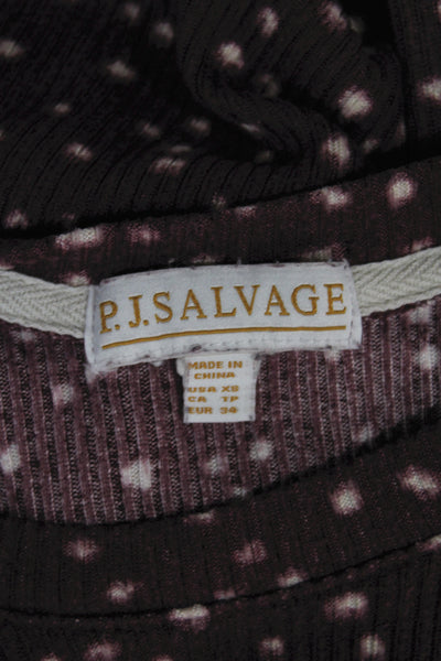 PJ Salvage Womens Printed Ribbed Pajama Pant Set Purple Size Extra Small/Medium
