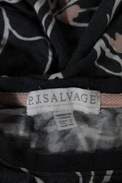 PJ Salvage Womens Floral Print Shorts Pajama Set Grey Pink Size Small