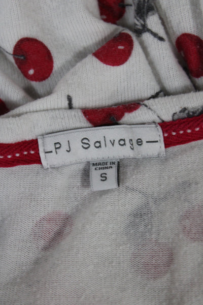 PJ Salvage Womens Cherry Print Pants Pajama Set White Red Size Small