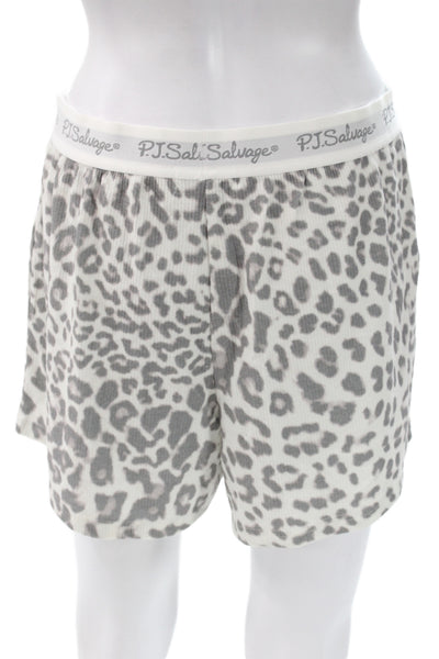 PJ Salvage Womens Animal Print Pants Pajama Set White Grey Size Medium