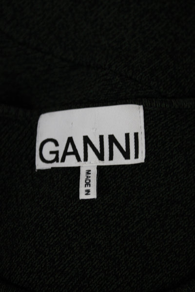 Ganni Womens Green Sweater Dress Crew Neck Long Sleeve Knee Length Size S