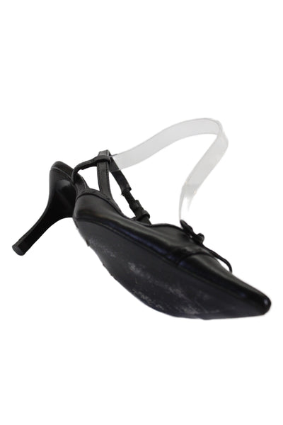 MNG Womens Leather Pointed Toe Bow Slingbacks Pumps Black Size 38 8