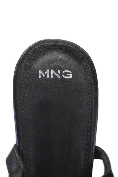 MNG Womens Leather Pointed Toe Bow Slingbacks Pumps Black Size 38 8