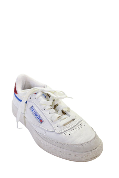 Reebok Womens Leather Low Top Club C 85 Vintage Sneakers White Red Size 6.5
