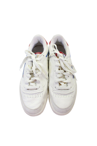 Reebok Womens Leather Low Top Club C 85 Vintage Sneakers White Red Size 6.5