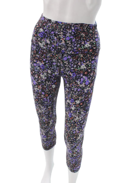 Lululemon Women Black Floral Capri Leggings Synthetic Size 4